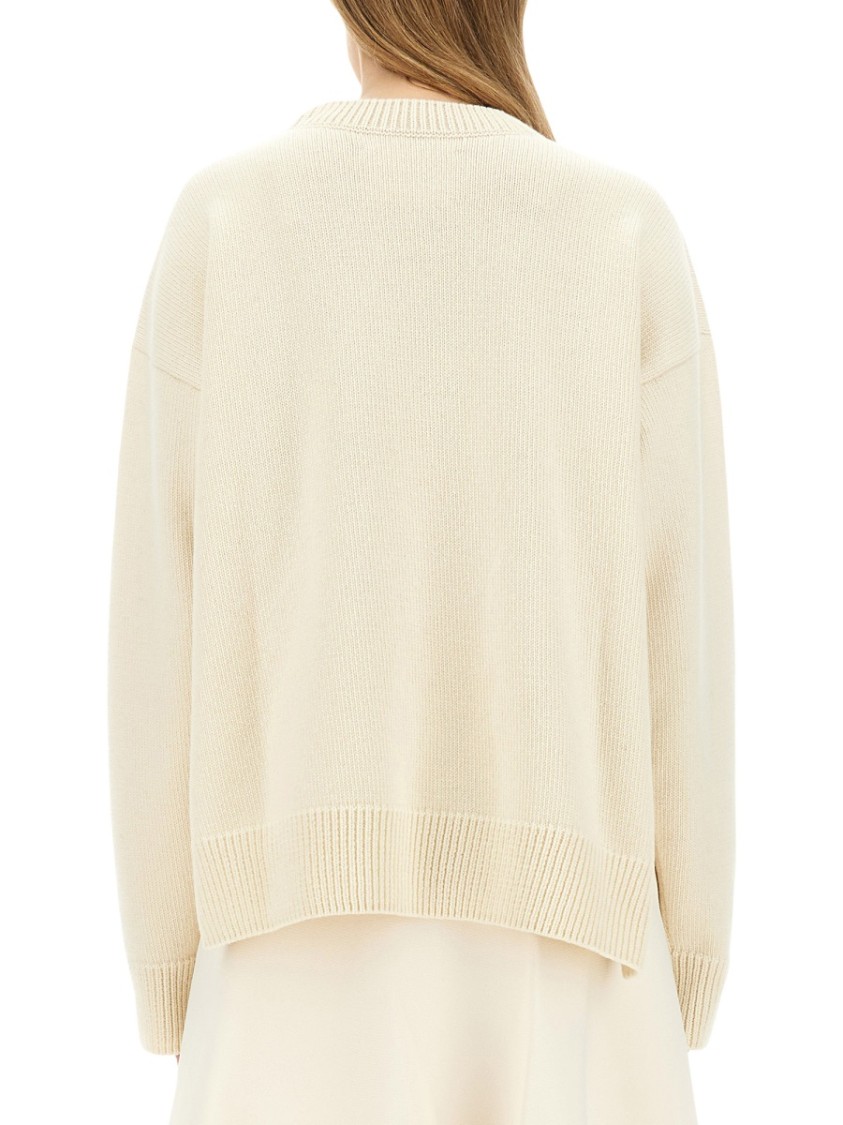 Jil Sander Regular Fit Wool And Cashmere Sweater Neutraal