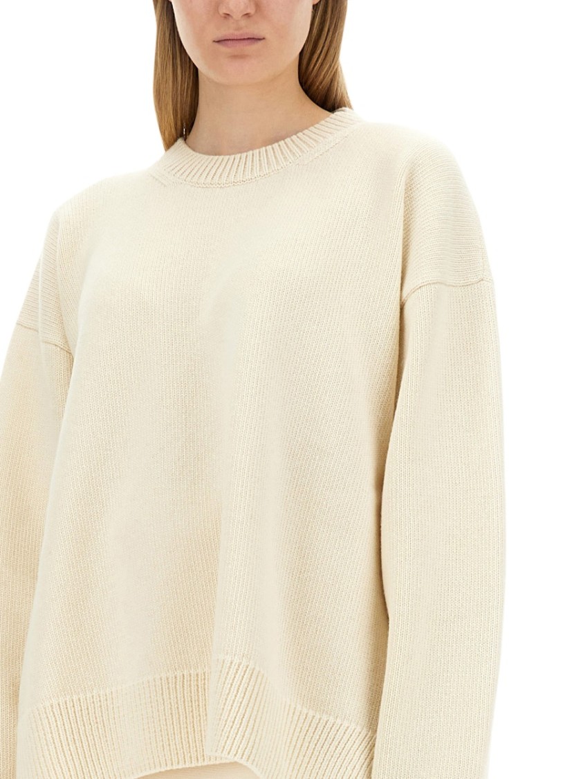 Jil Sander Regular Fit Wool And Cashmere Sweater Neutraal