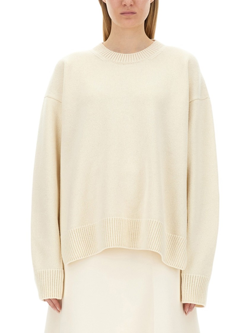 Jil Sander Regular Fit Wool And Cashmere Sweater Neutraal