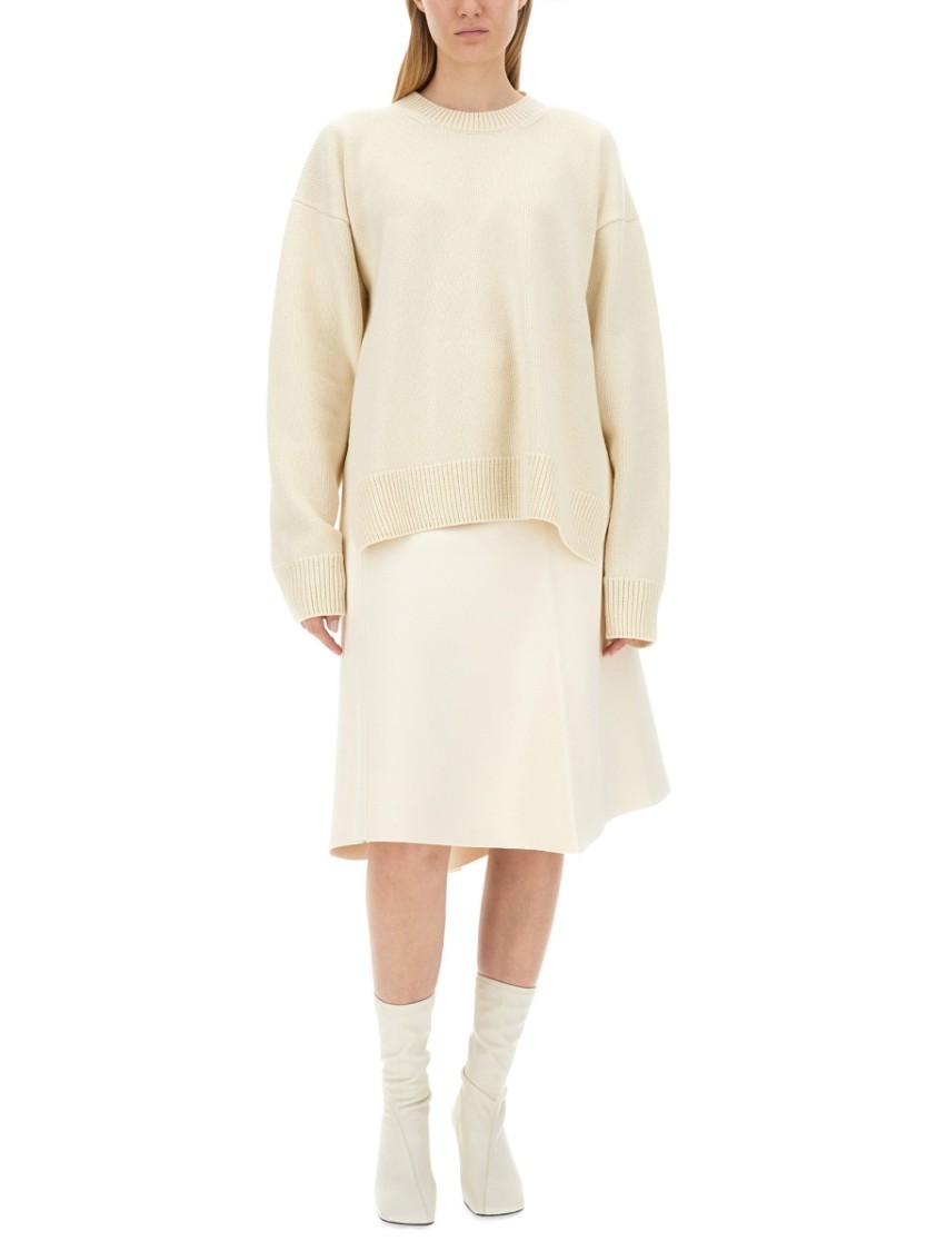 Jil Sander Regular Fit Wool And Cashmere Sweater Neutraal