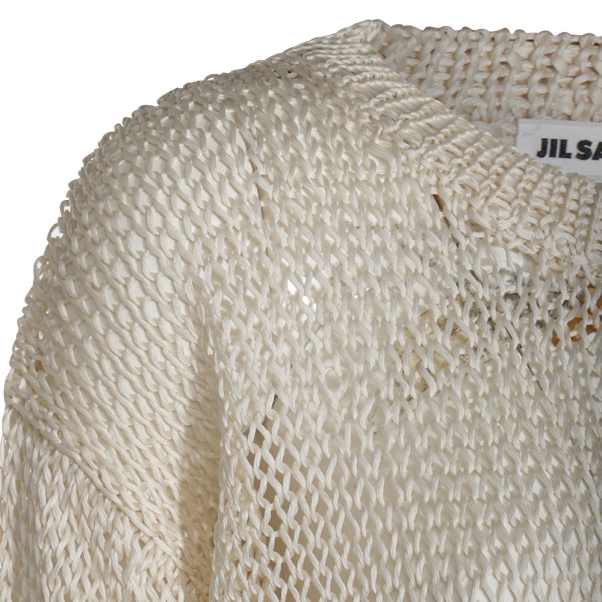 Jil Sander Beige Silk Knitwear With Long Sleeves And Round Neckline Neutraal