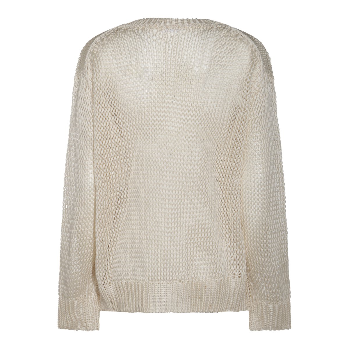 Jil Sander Beige Silk Knitwear With Long Sleeves And Round Neckline Neutraal