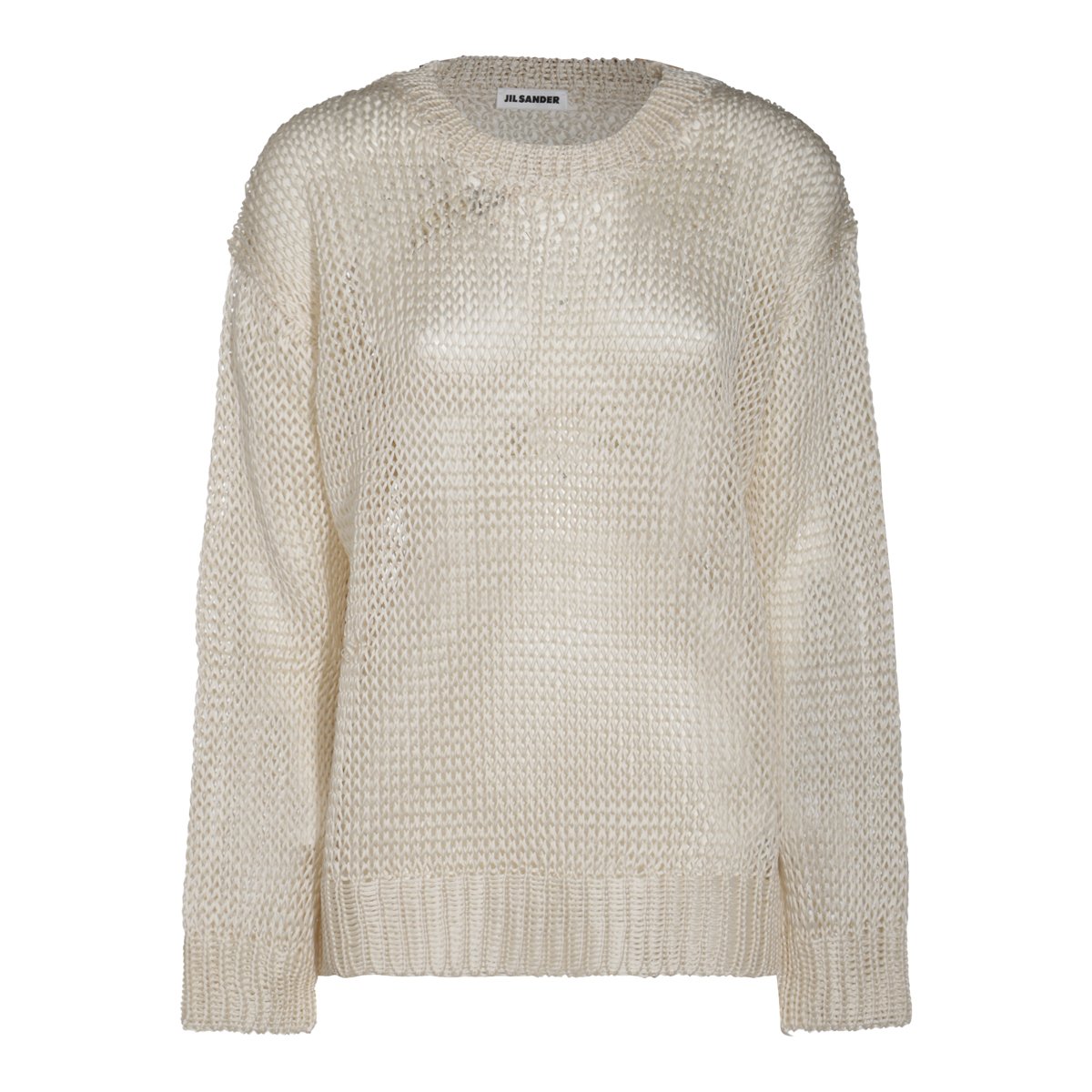 Jil Sander Beige Silk Knitwear With Long Sleeves And Round Neckline Neutraal