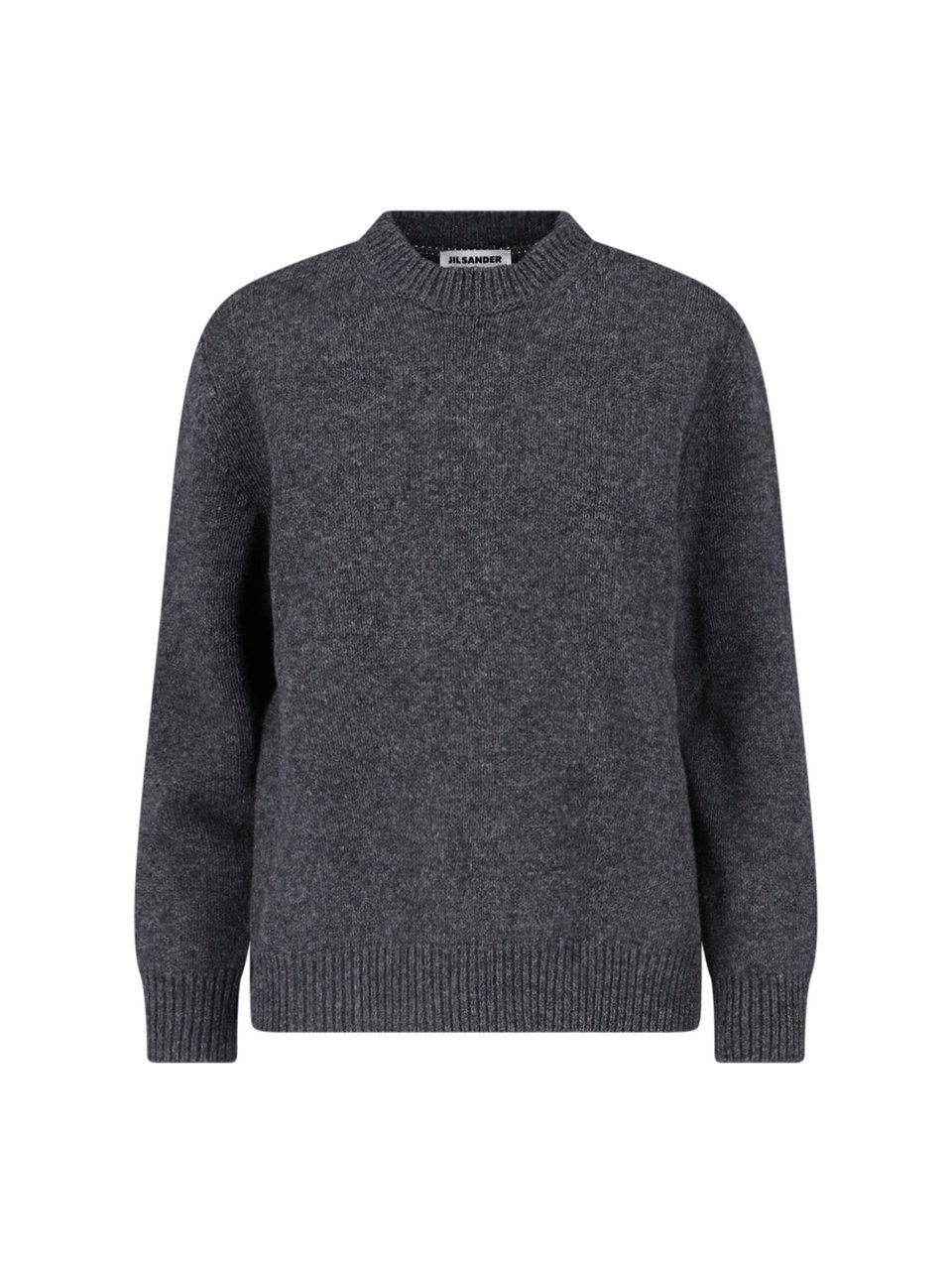 Jil Sander Textured Grey Knit Sweater with Open Slit Detail Grijs