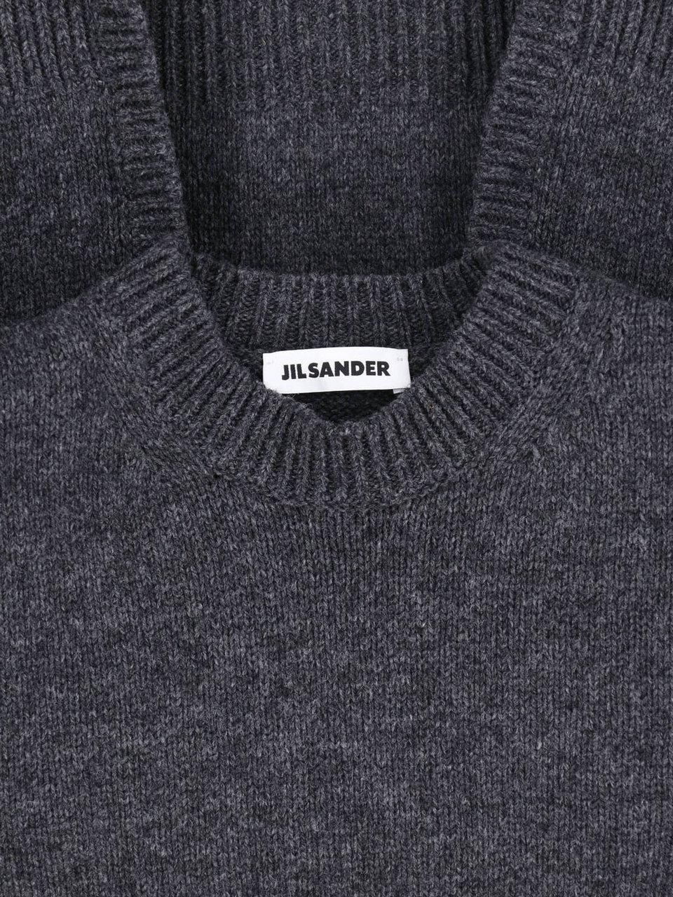 Jil Sander Textured Grey Knit Sweater with Open Slit Detail Grijs