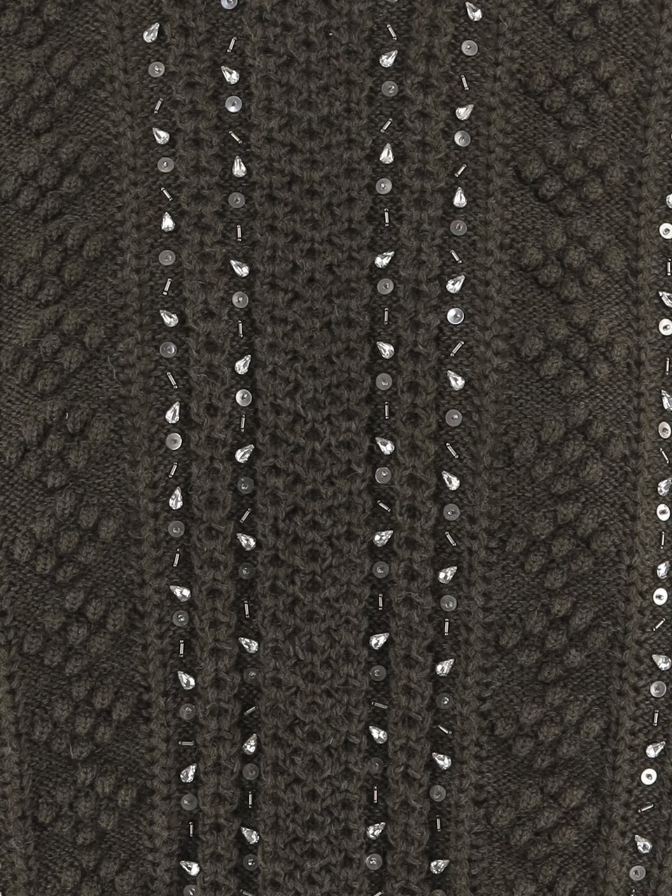 Jil Sander Geometric Pattern Sequin Embellished Wool Sweater Zwart