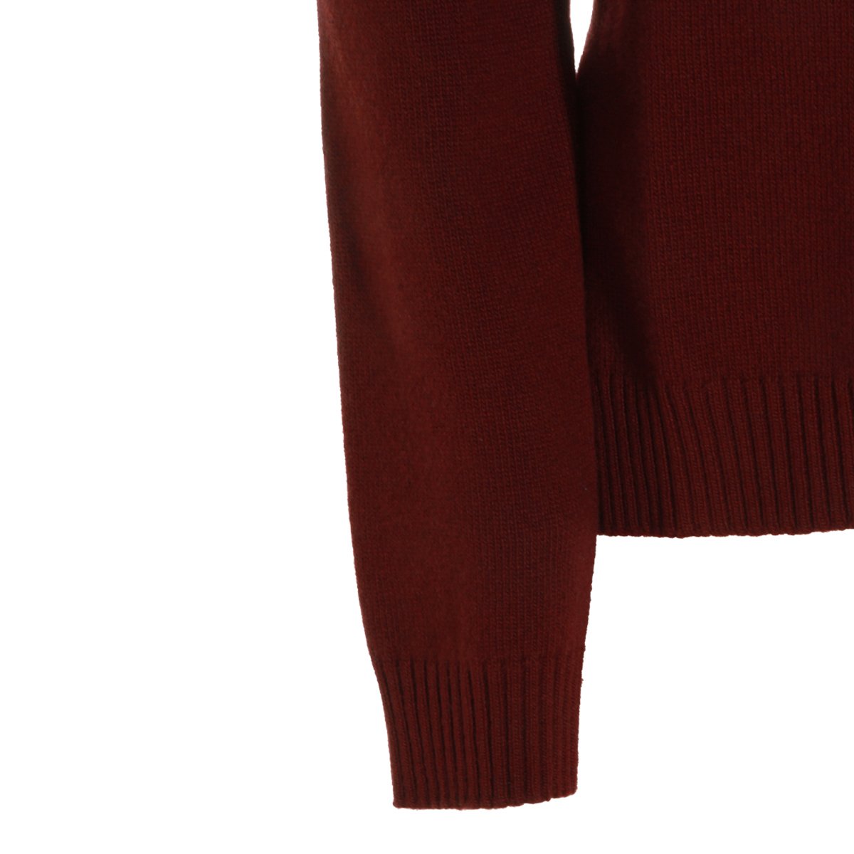 Jil Sander Red Wool Knit Sweater With High Ribbed Collar And Textured Detailing Zwart