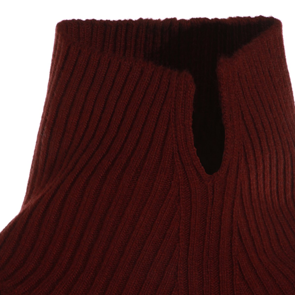 Jil Sander Red Wool Knit Sweater With High Ribbed Collar And Textured Detailing Zwart