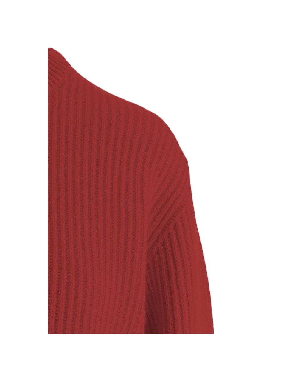 Jil Sander Red Ribbed Knit Wool Sweater Rood