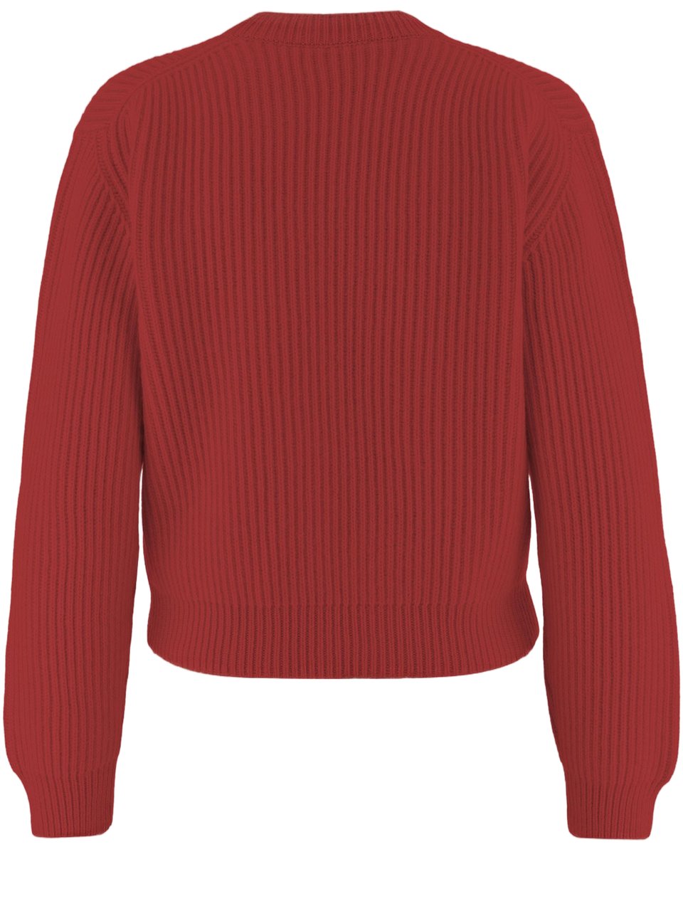 Jil Sander Red Ribbed Knit Wool Sweater Rood