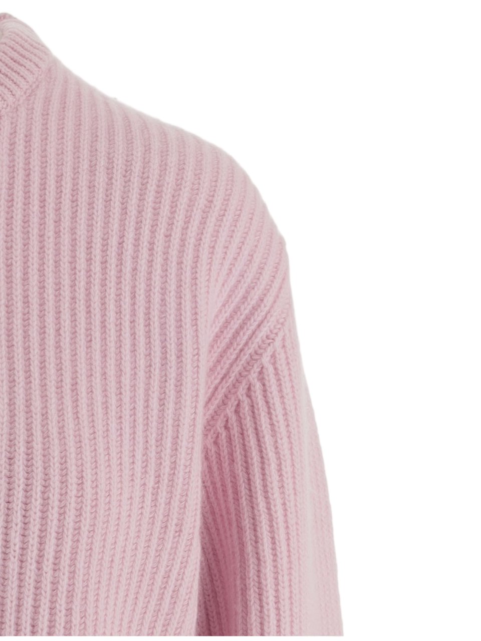 Jil Sander Pink Ribbed Knit Wool Sweater Roze