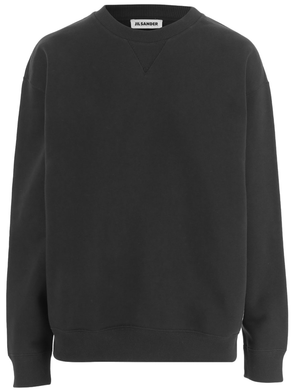 Jil Sander Black Contrast Logo Cotton Sweatshirt Zwart