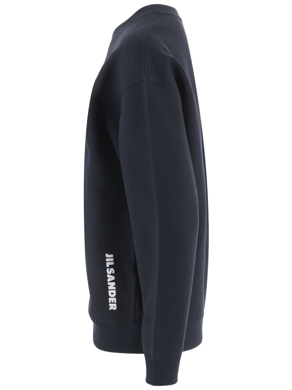 Jil Sander Navy Curved Hem Cotton Sweatshirt Zwart