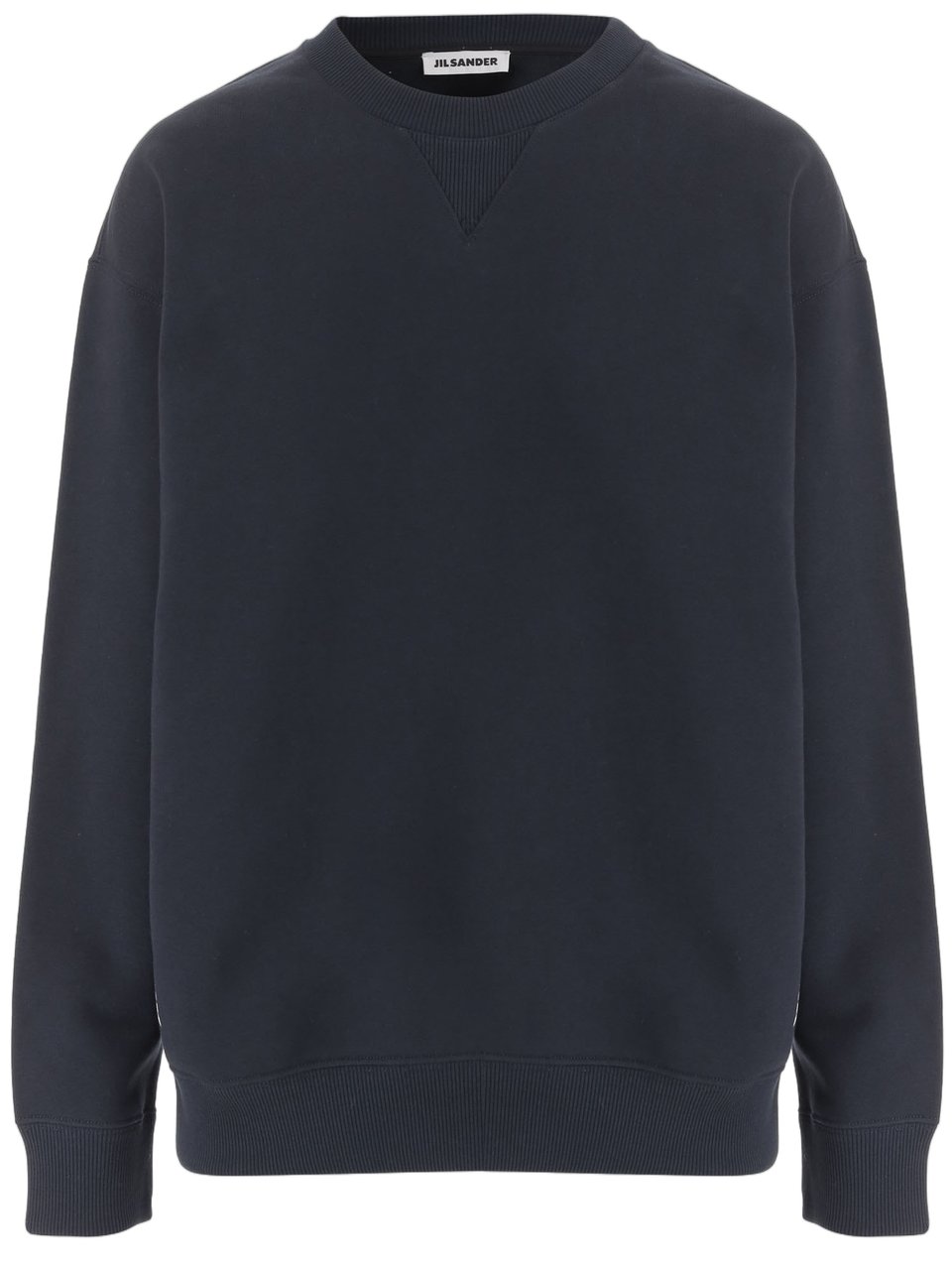 Jil Sander Navy Curved Hem Cotton Sweatshirt Zwart