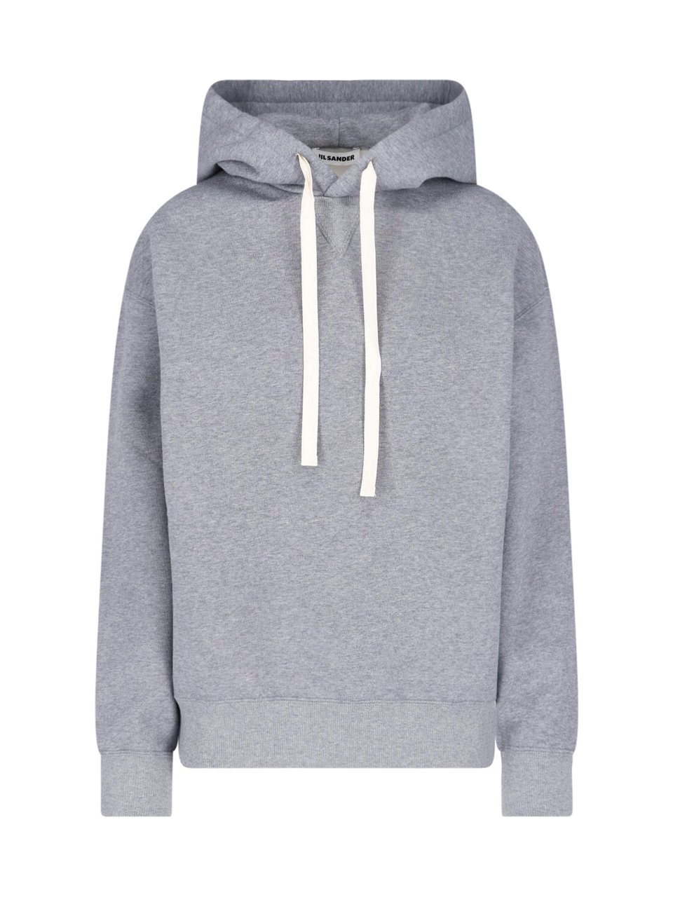 Jil Sander Relaxed Fit Grey Hooded Sweatshirt with Drawstring Grijs