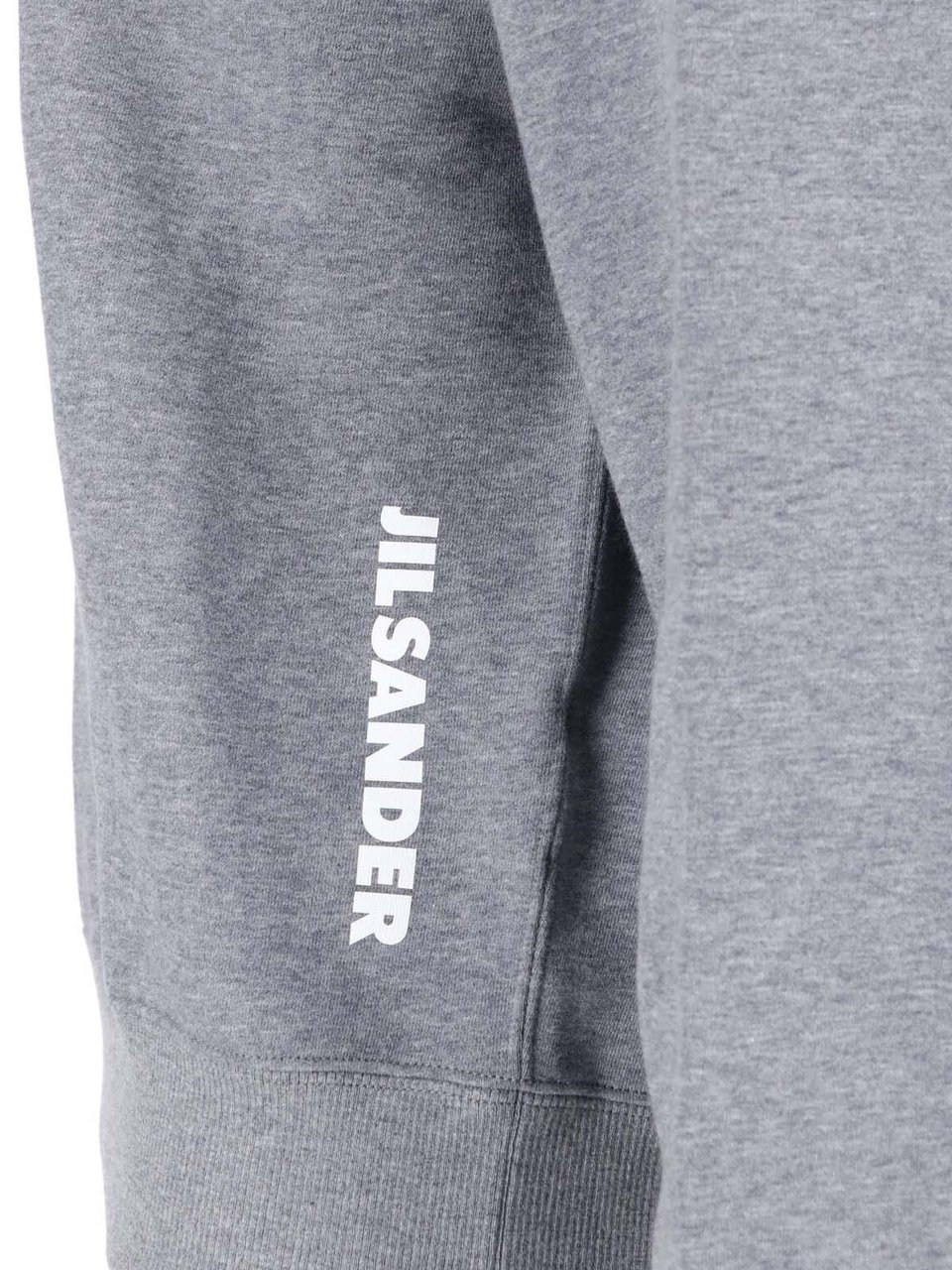 Jil Sander Relaxed Fit Grey Hooded Sweatshirt with Drawstring Grijs