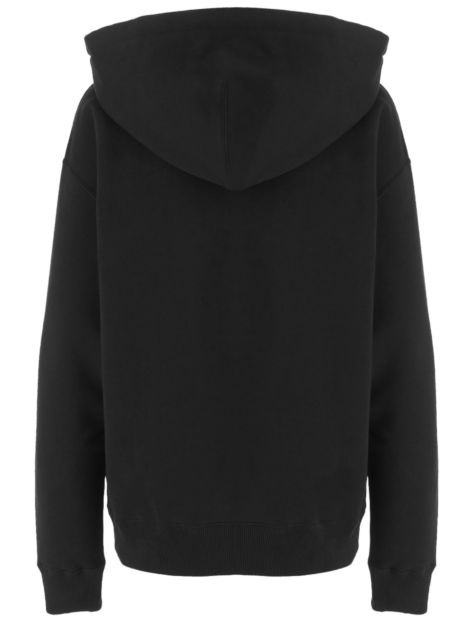Jil Sander Full-Zip Black Cotton Hoodie With Vertical Logo Print Zwart