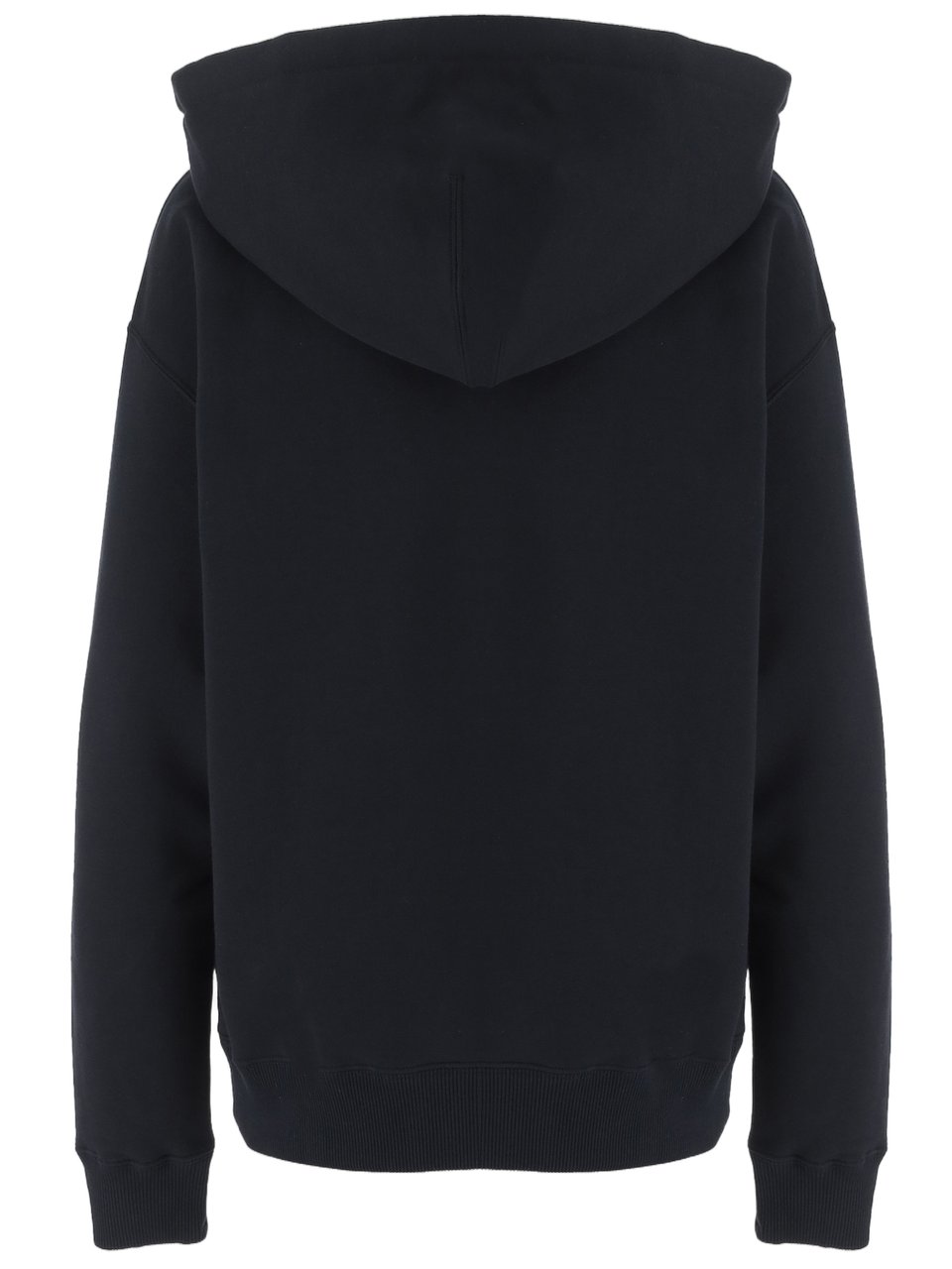 Jil Sander Navy Cotton Hoodie with Front Zip and Vertical Logo Zwart