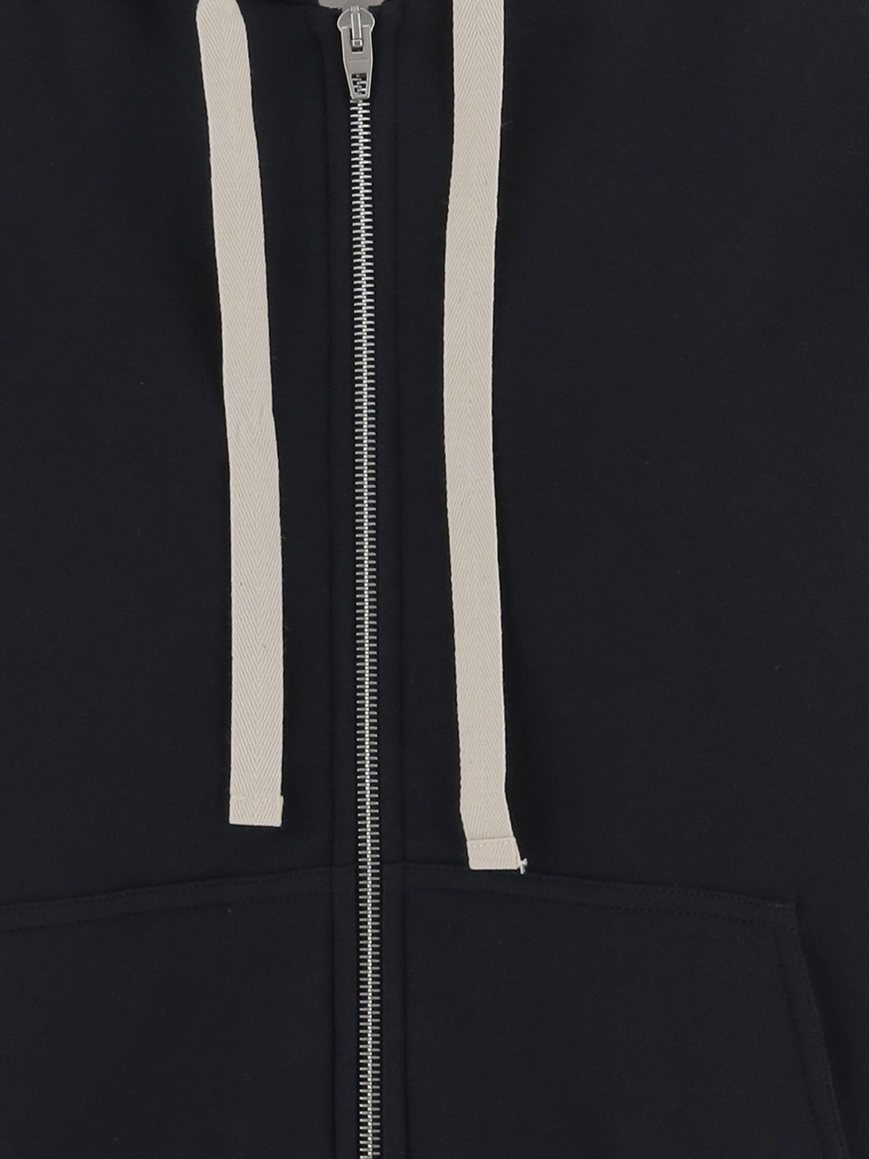 Jil Sander Navy Cotton Hoodie with Front Zip and Vertical Logo Zwart