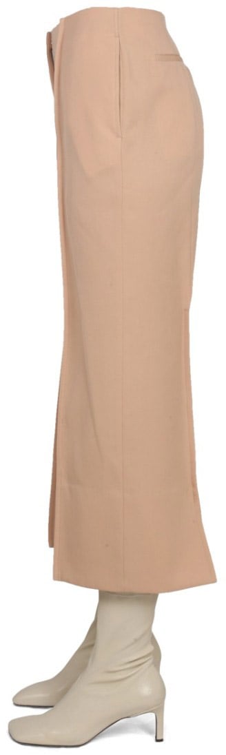Jil Sander Cropped Wide-Leg Wool Pants Neutraal