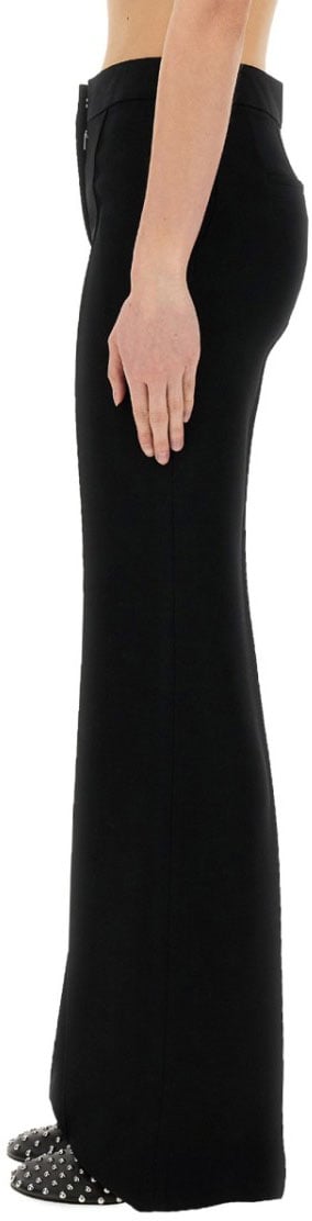 Jil Sander Wide-Leg Tailored Viscose Blend Pants Zwart