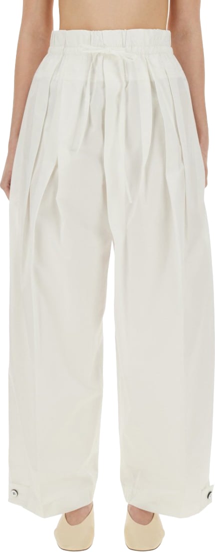 Jil Sander High-Waisted Wide Pants In Cotton Gabardine Wit