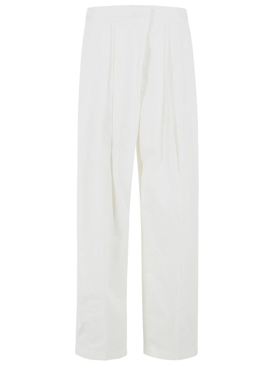 Jil Sander Milk Cotton And Silk Trousers Wit