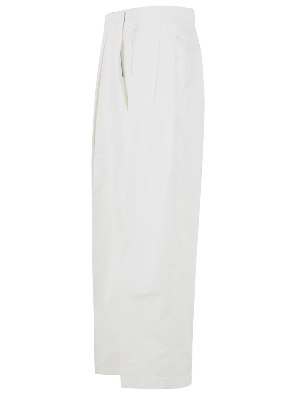 Jil Sander Milk Cotton And Silk Trousers Wit