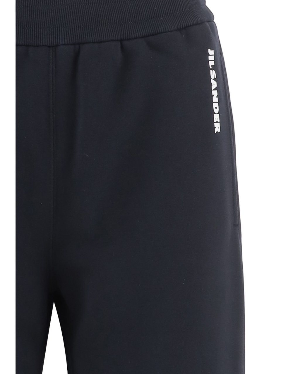 Jil Sander Relaxed Fit Navy Cotton Track Pants With Logo Print Zwart