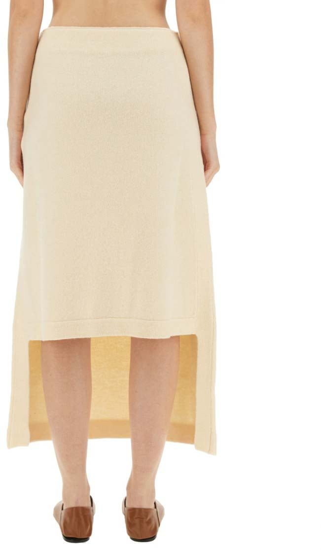 Jil Sander Regular Fit Midi Skirt In Soft Wool Neutraal