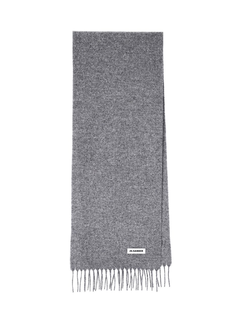 Jil Sander Rectangular Virgin Wool Scarf with Subtle Logo Detail Grijs
