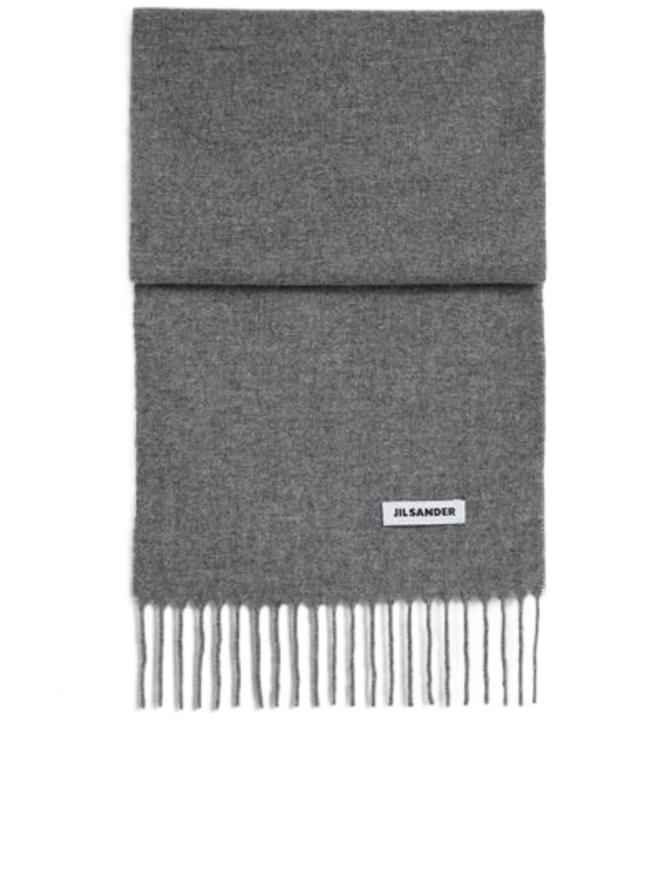 Jil Sander Medium Grey Fringed Ends Scarf Grijs