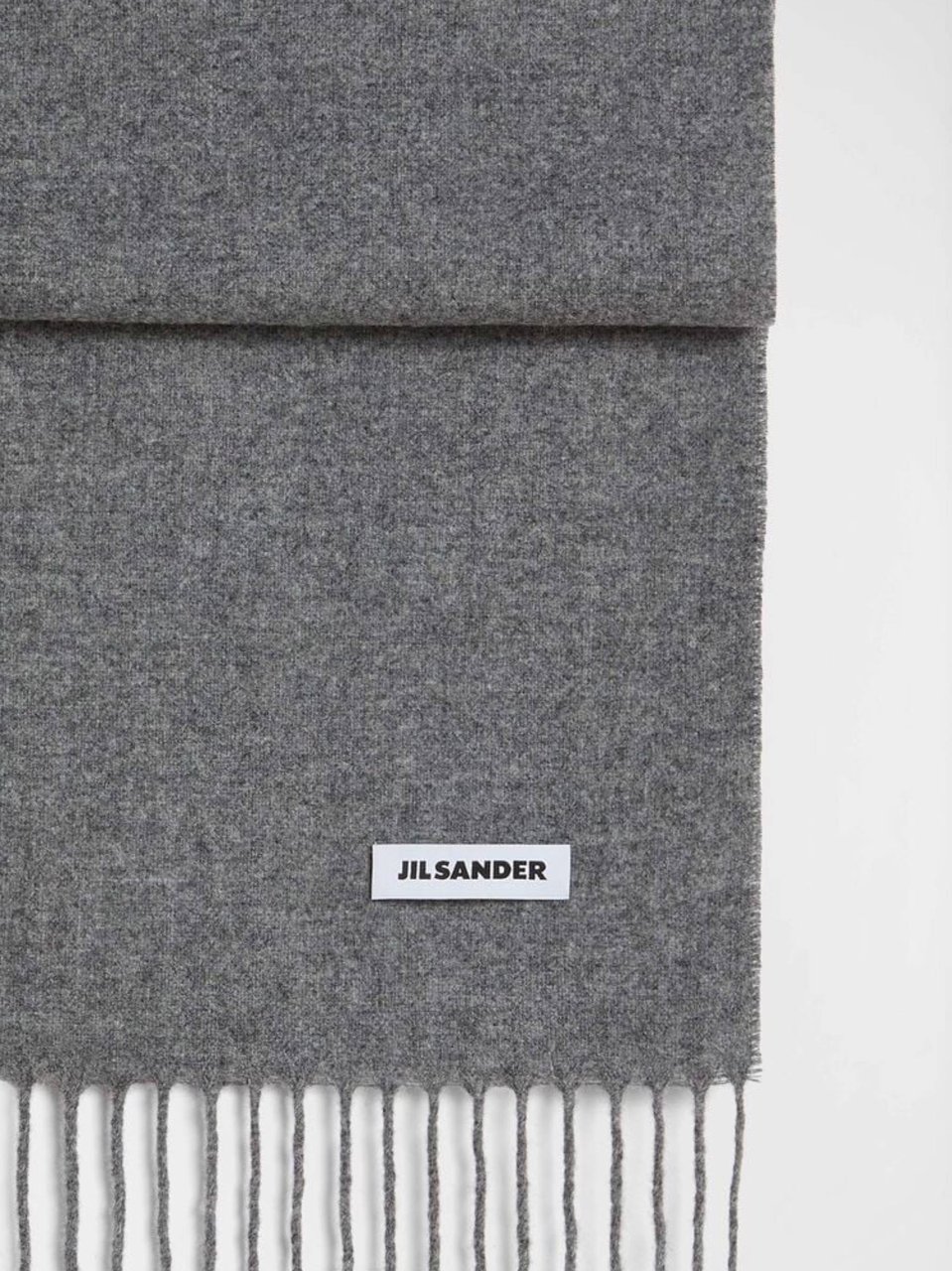 Jil Sander Medium Grey Fringed Ends Scarf Grijs