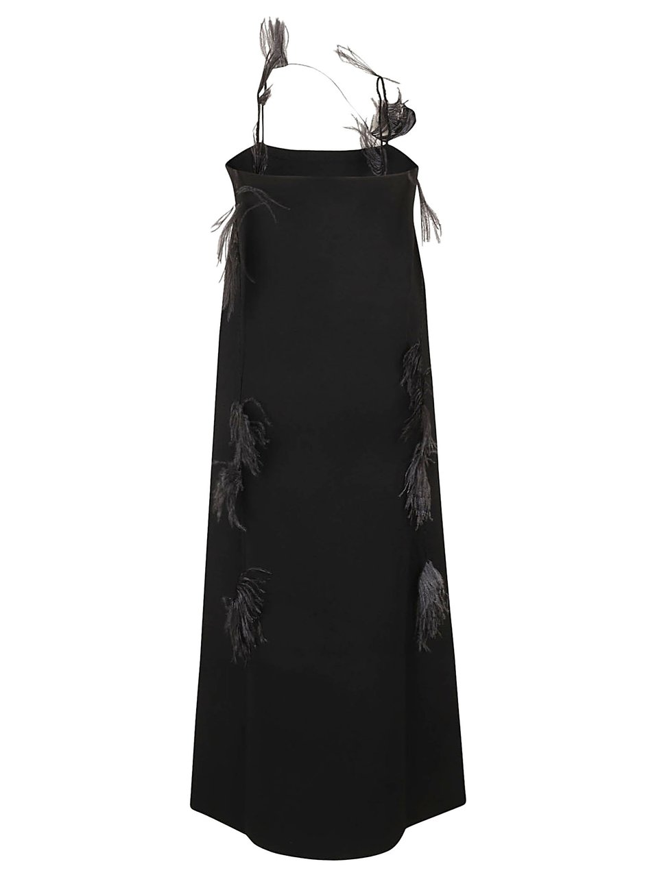 Jil Sander Minimalist Black Floor-Length Dress with Fitted Bodice Zwart