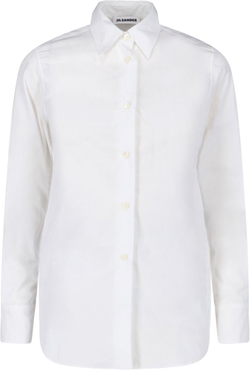 Jil Sander White Classic Cotton Poplin Embossed Shirt Wit