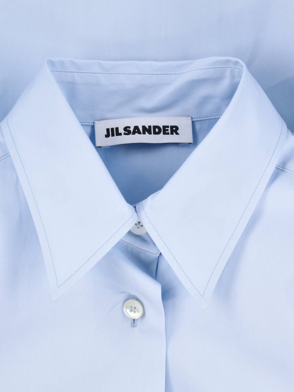 Jil Sander Light Blue Cotton Poplin Pointed Shirt Blauw