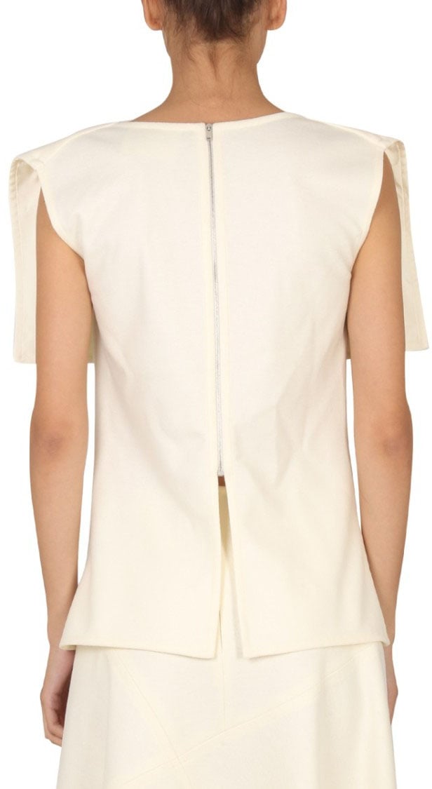 Jil Sander Structured Wool Top Neutraal