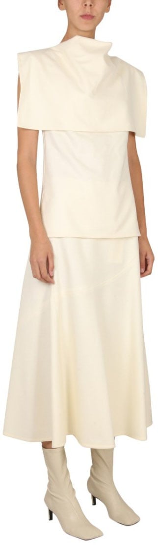 Jil Sander Structured Wool Top Neutraal