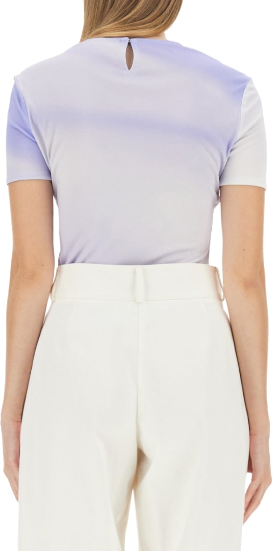 Jil Sander Graphic Slim-Fit T-Shirt With Keyhole Detail Blauw