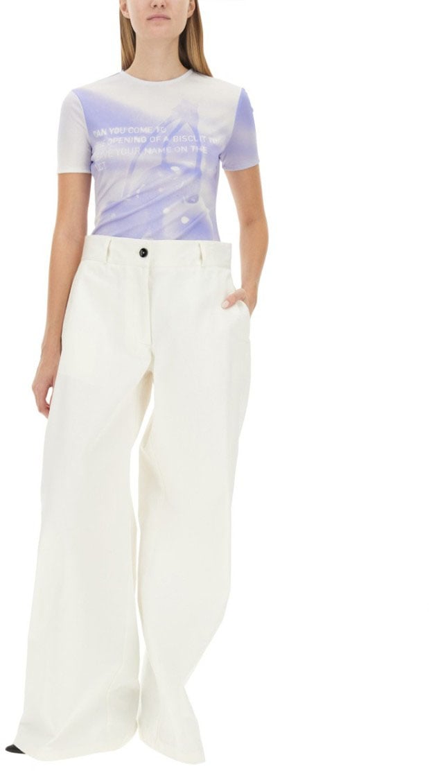 Jil Sander Graphic Slim-Fit T-Shirt With Keyhole Detail Blauw