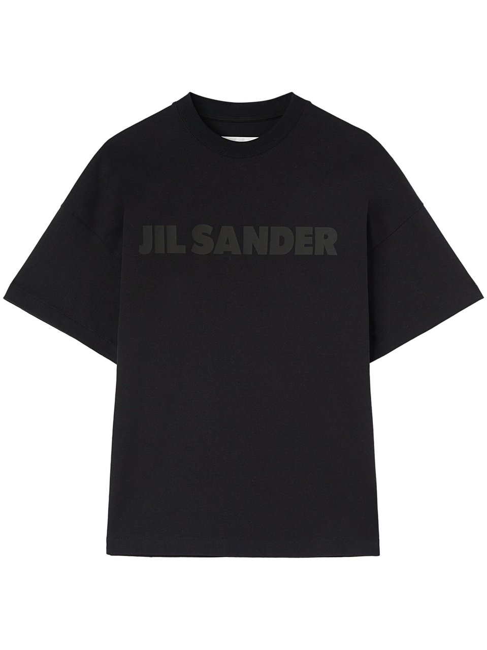 Jil Sander Long Oversized Cotton Jersey T-Shirt with Minimalist Branding Zwart