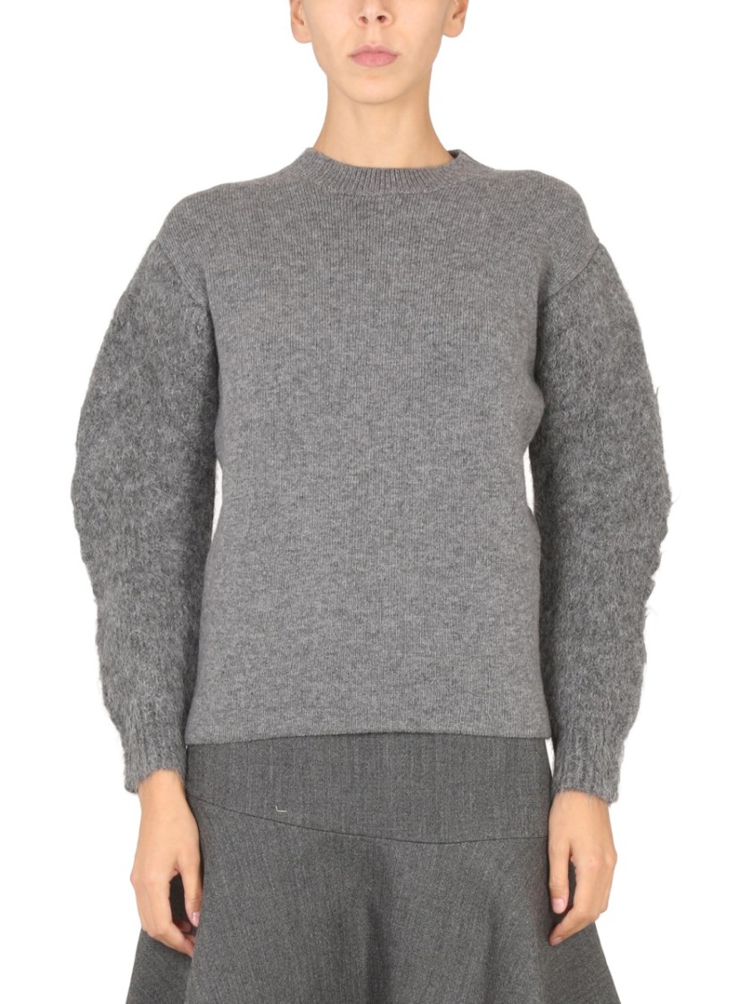 Jil Sander Textured Grey Knit Sweater Grijs
