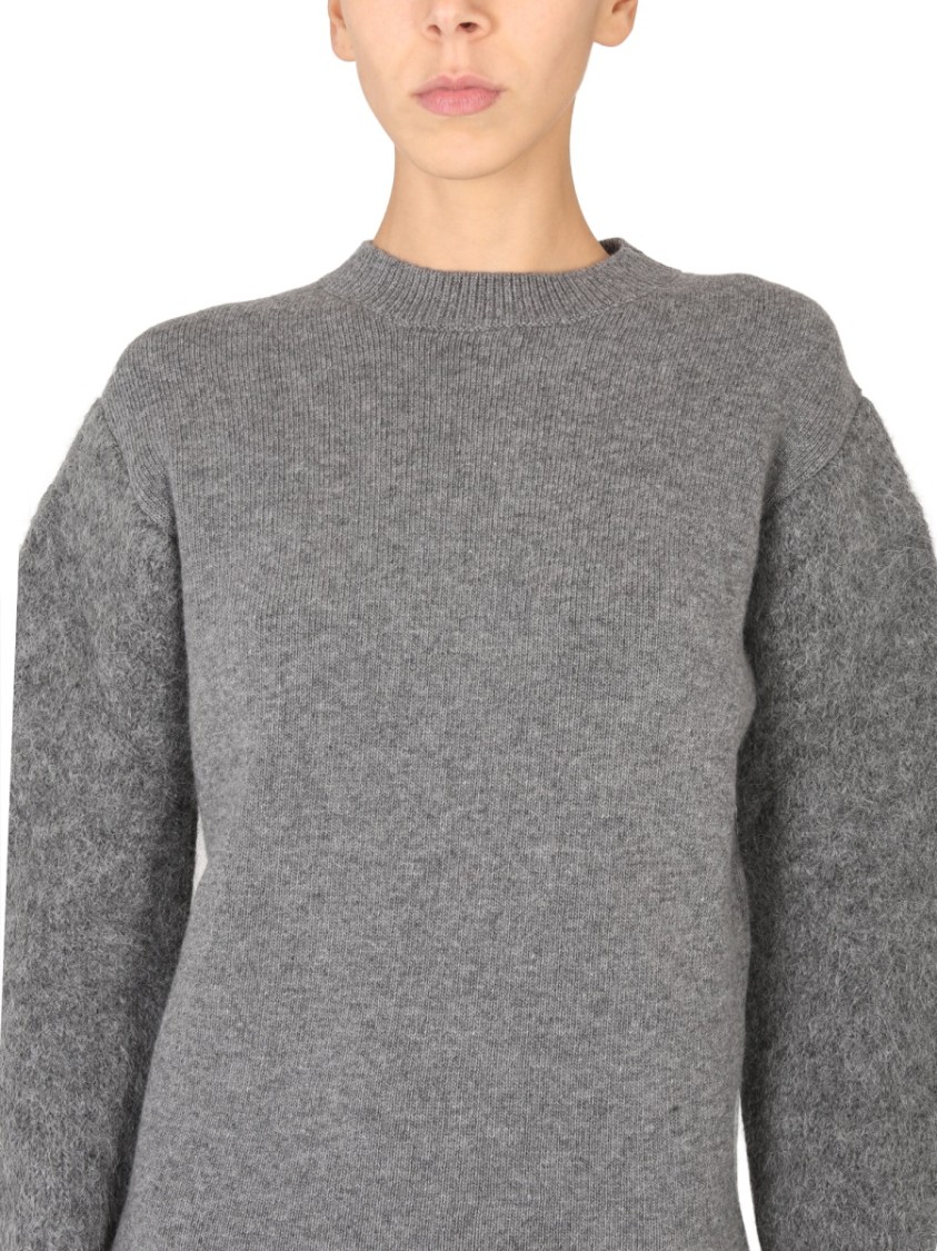 Jil Sander Textured Grey Knit Sweater Grijs