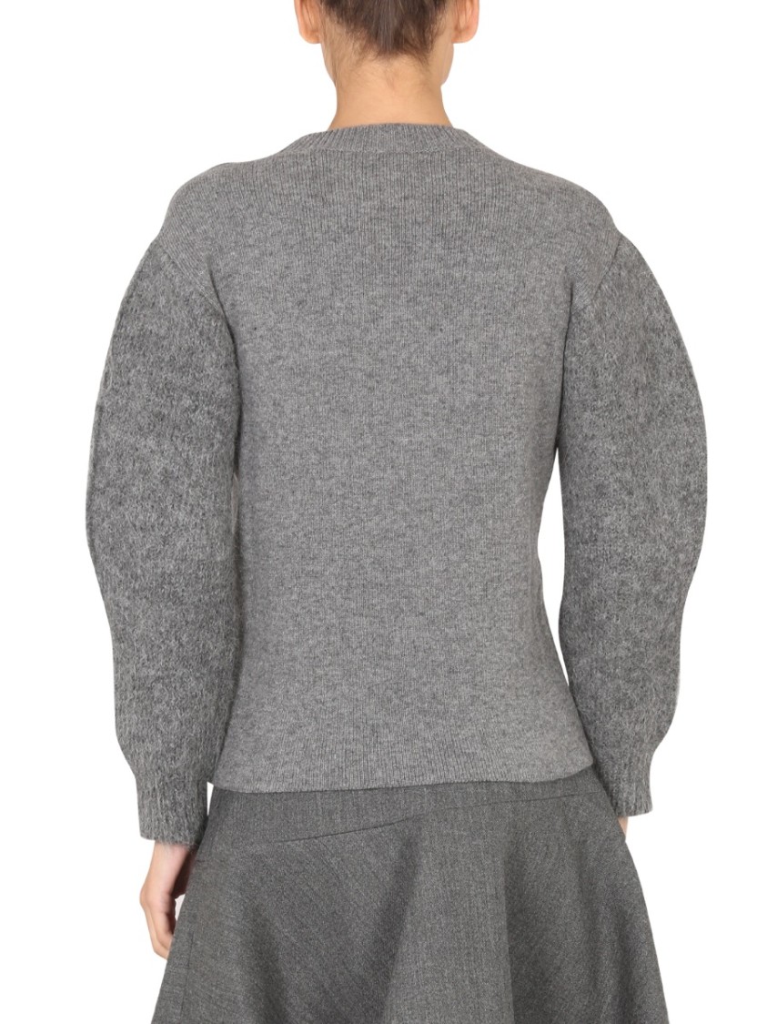 Jil Sander Textured Grey Knit Sweater Grijs