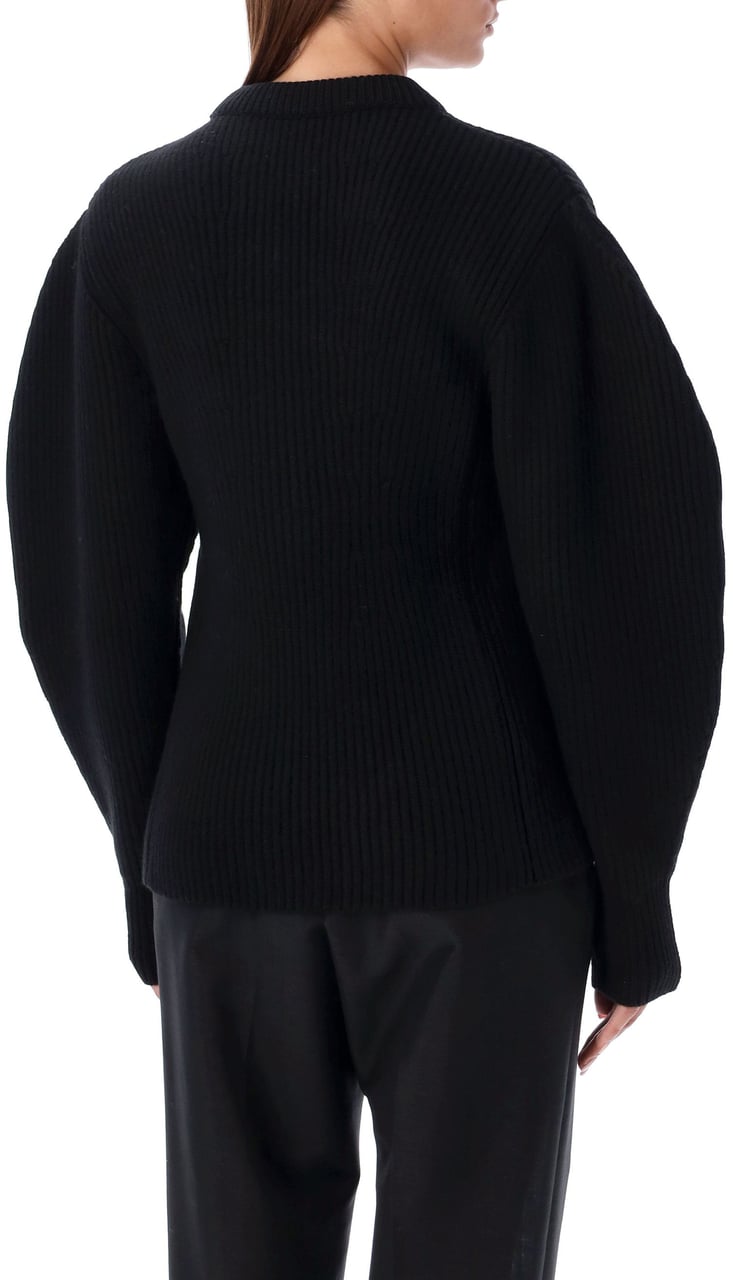Jil Sander Baloon sleeve fisherman sweater Zwart