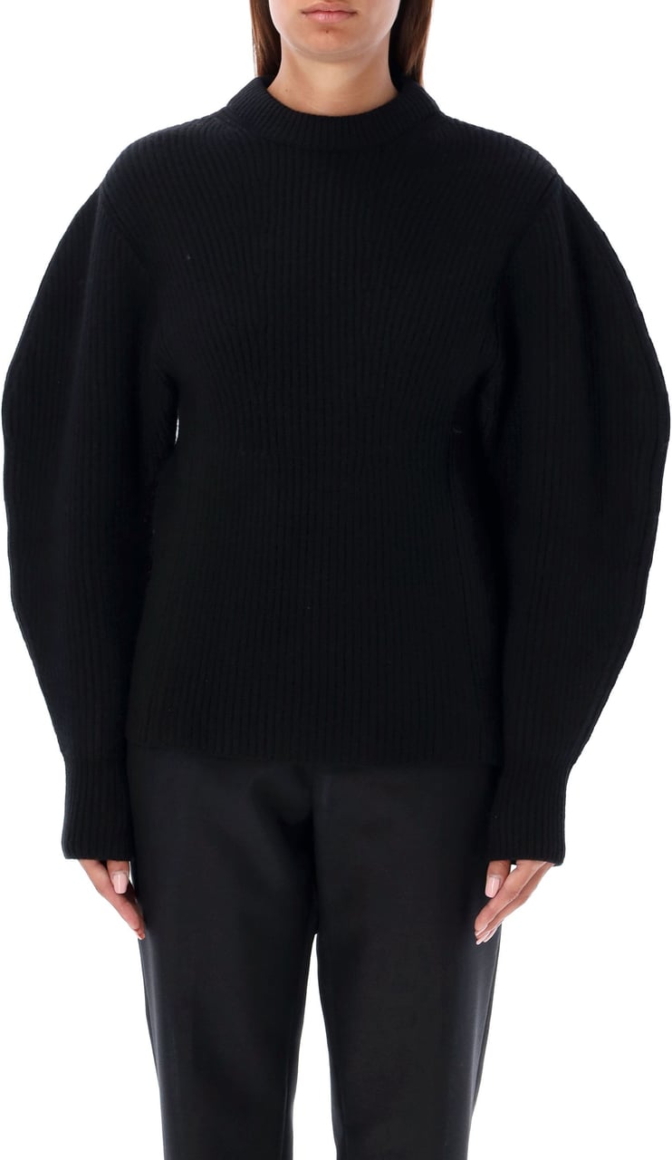 Jil Sander Baloon sleeve fisherman sweater Zwart