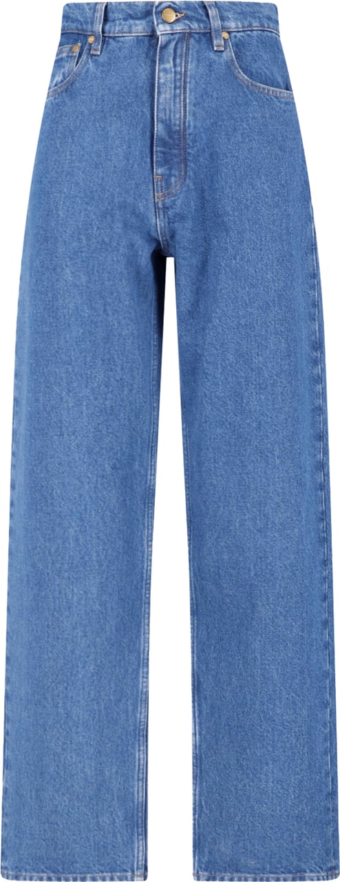 Jil Sander Blue Mid-Rise Straight-Leg Denim Jeans Blauw
