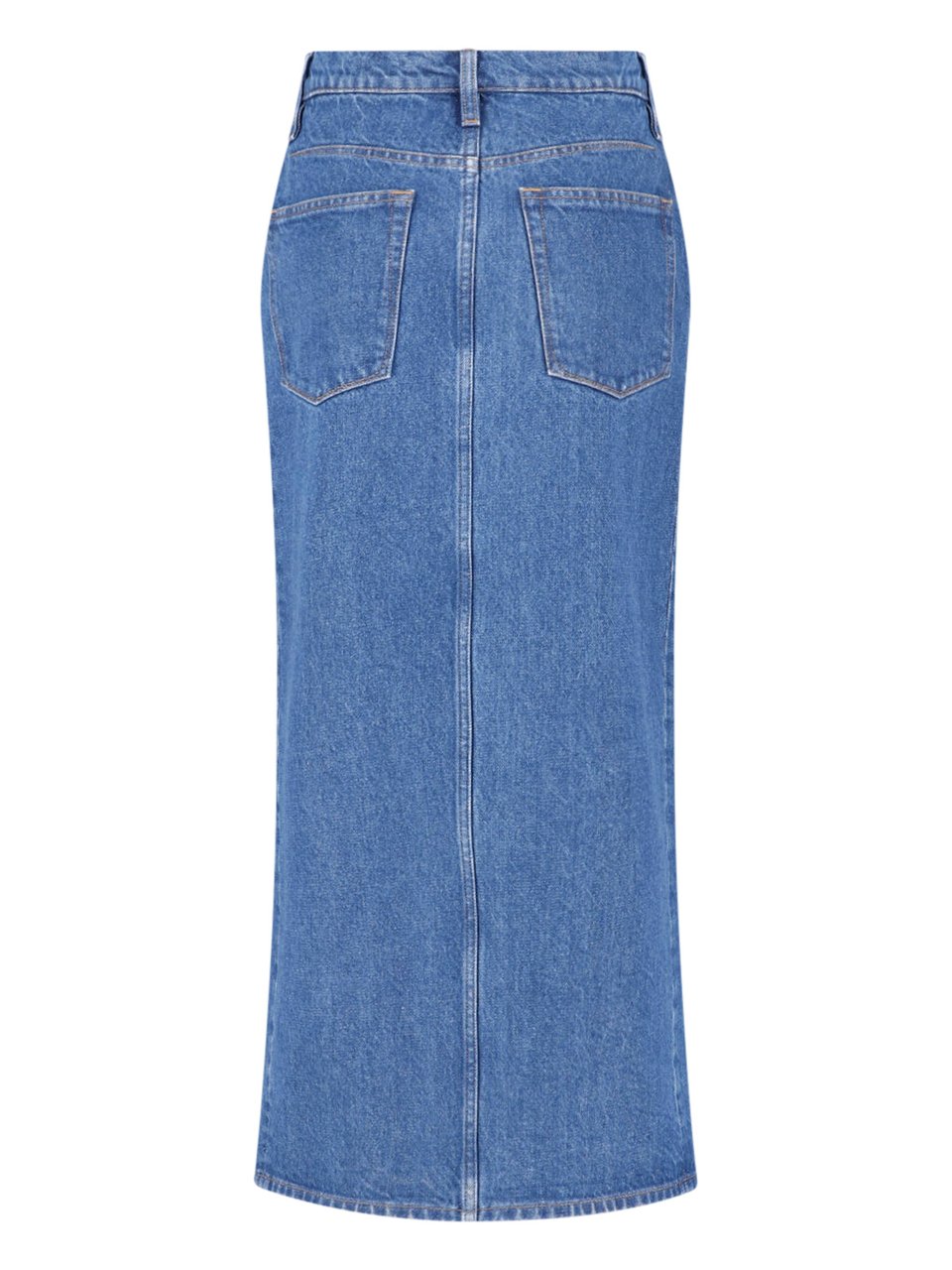 Jil Sander Blue Midi Front Slit Denim Skirt Blauw