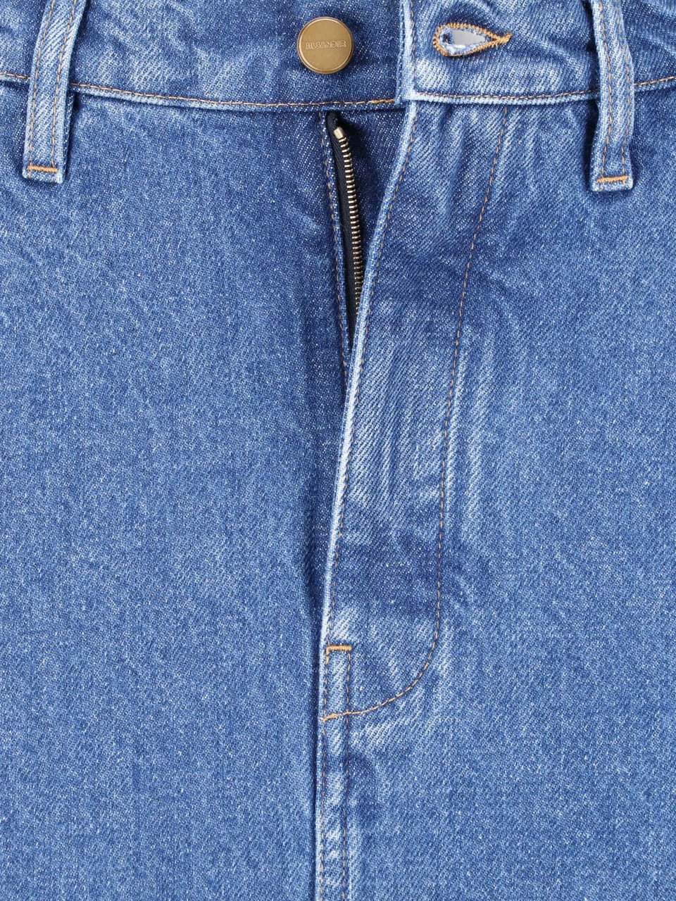 Jil Sander Blue Midi Front Slit Denim Skirt Blauw
