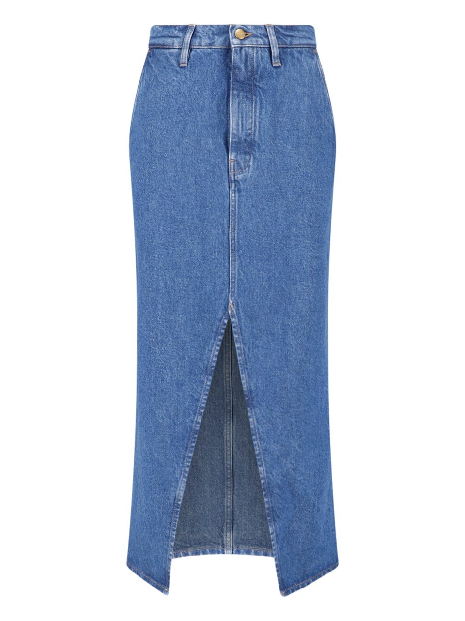 Jil Sander Blue Midi Front Slit Denim Skirt Blauw